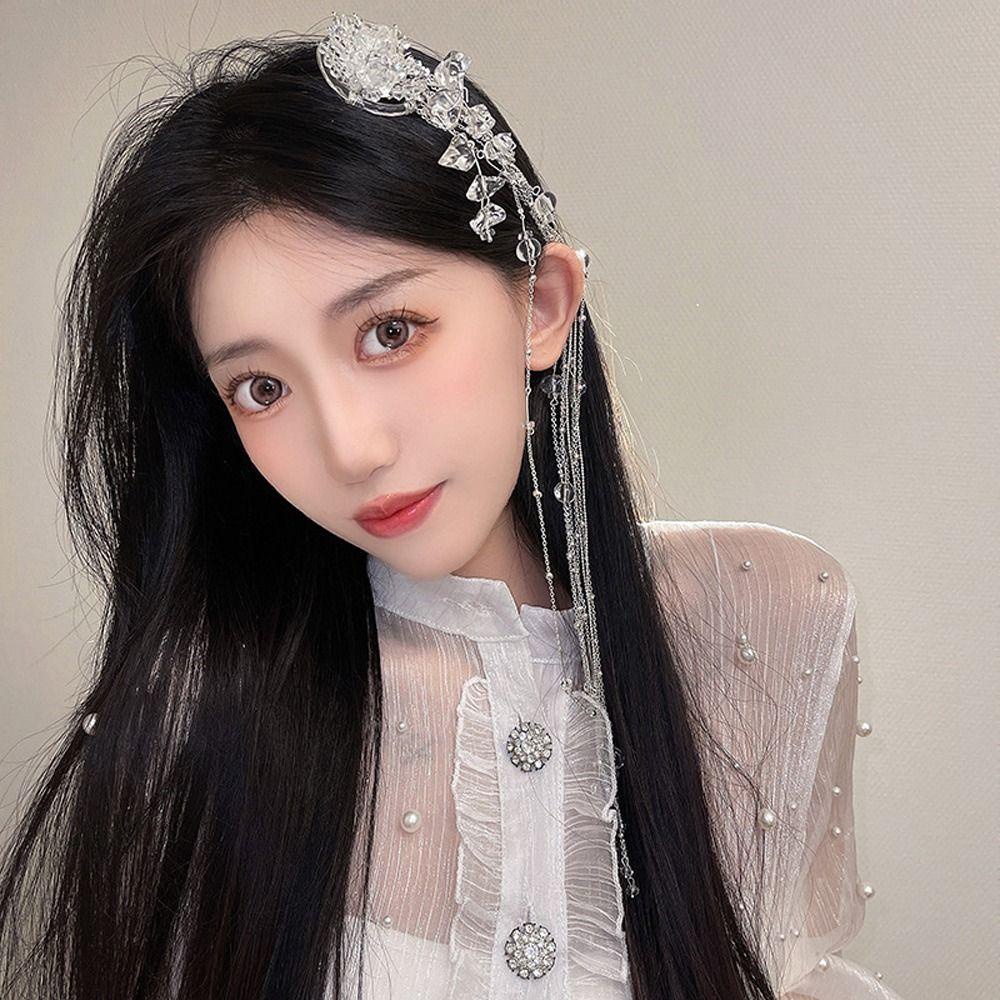 Fishstick Kristal Rambut Klip Tidak Teratur Manis Rambut Klip Sisi Rumbai Panjang Baru Hiasan Kepala Berlian Imitasi Zirkon Wanita Jepit Rambut