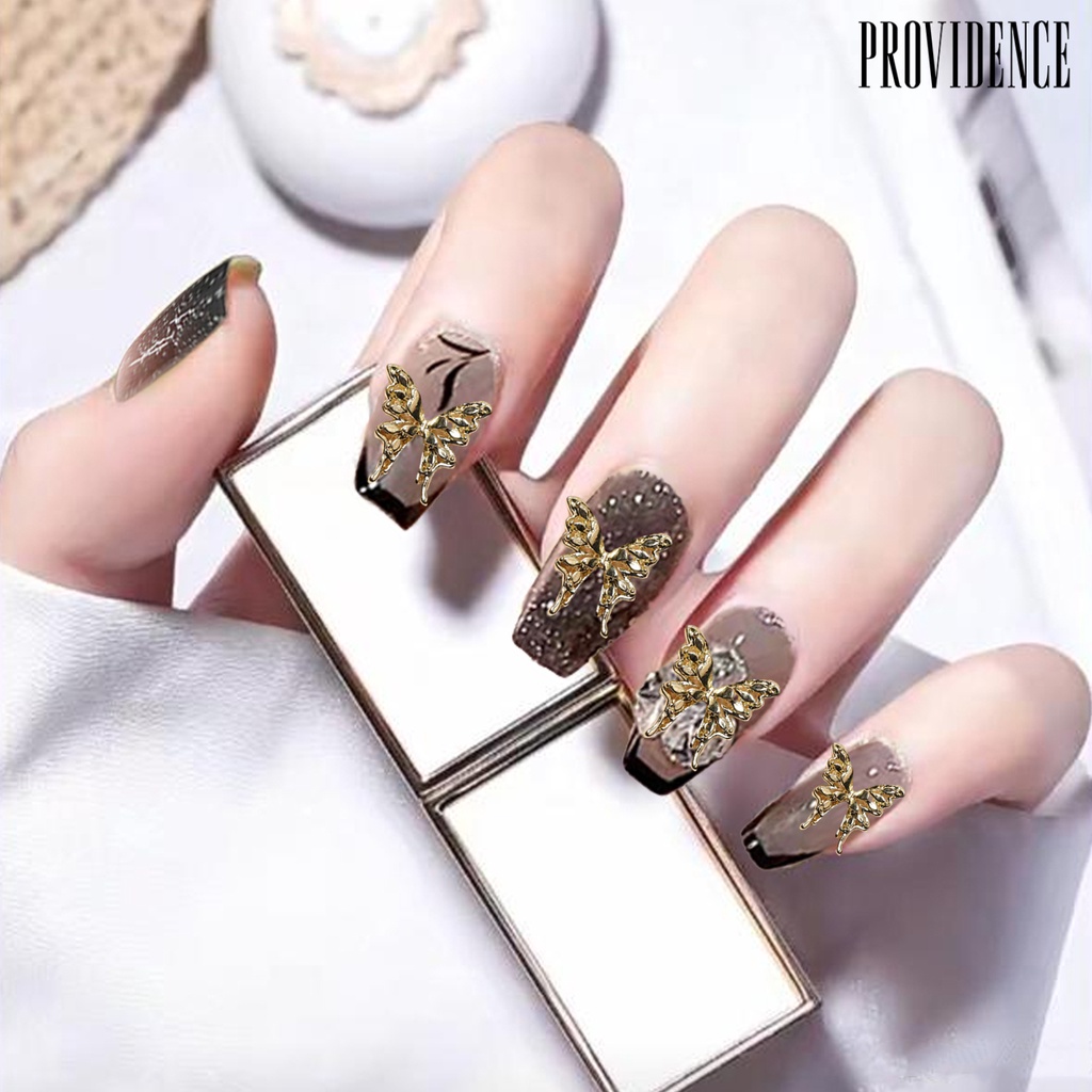 Providence 5Pcs Nail Art Charm 3D Elegan Mewah Manis Padat DIY Alloy Kupu-Kupu Kecil Bentuk Ikatan Simpul Dekorasi Kuku Aksesoris Kuku