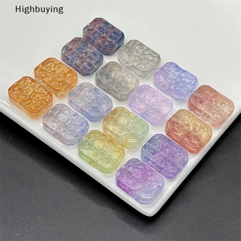 Hbid 10Pcs Manik-Manik Persegi Panjang13 * 23mm Panjang Square Glass Bead Batu Alam Segi Kristal Perhiasan Kalung Liontin Aksesoris Glory