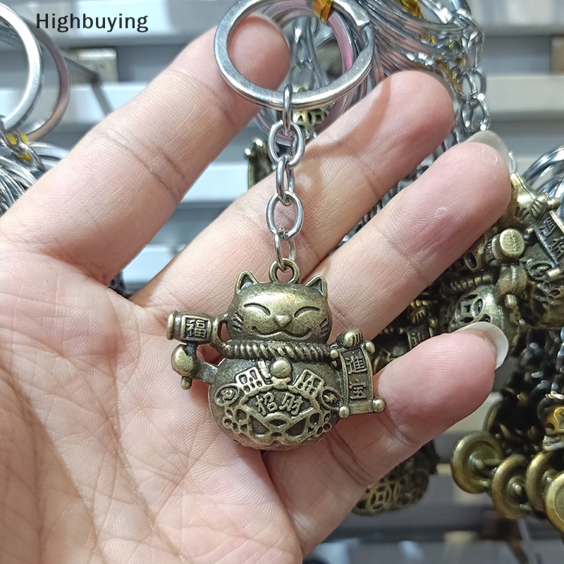 Hbid Fashion Alloy Lucky Cat Keychain Tas Mobil Ornamen Liontin Gantungan Kunci Aksesoris Hadiah Glory