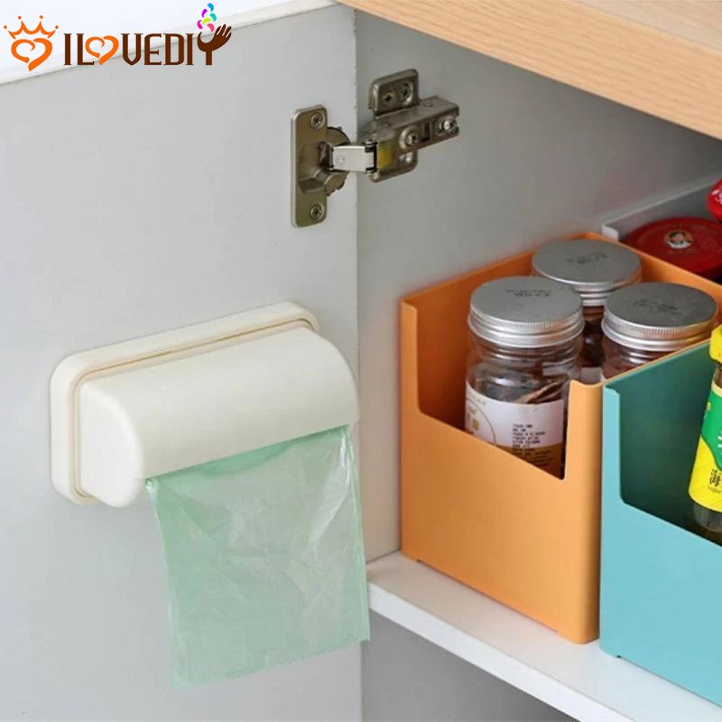 Mudah Ditarik Kantong Sampah Kotak Dinding Tempel Tempat Kantong Belanjaan Tahan Debu Roll Kertas Organizer Case Makanan Cling Wrap Film Storage Bin Untuk Dapur Kamar Mandi Tidur