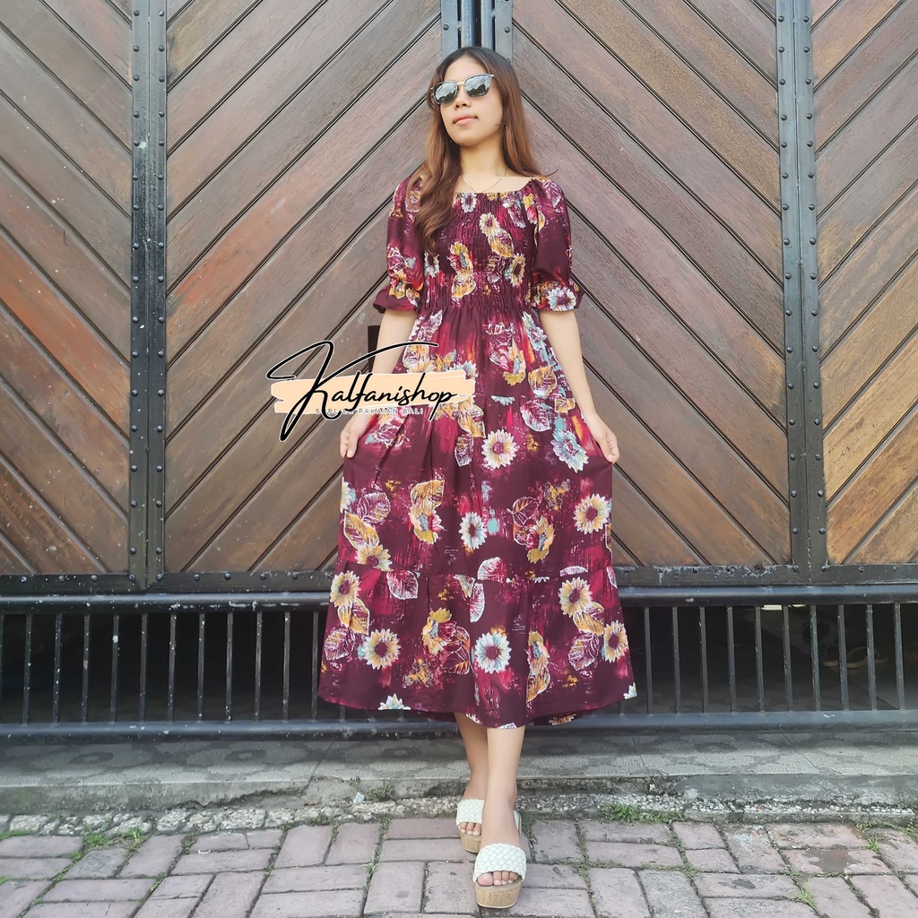 Long Dress Canda Double Ruffle