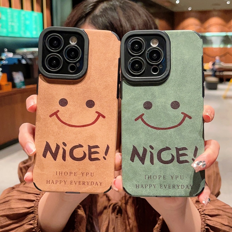 IPHONE Casing Pelindung Bahan Kulit Untuk Iphone14 13 12 11 Pro MAX X XR XS Max7 8 Plus soft case Wajah Tersenyum Bagus Lucu