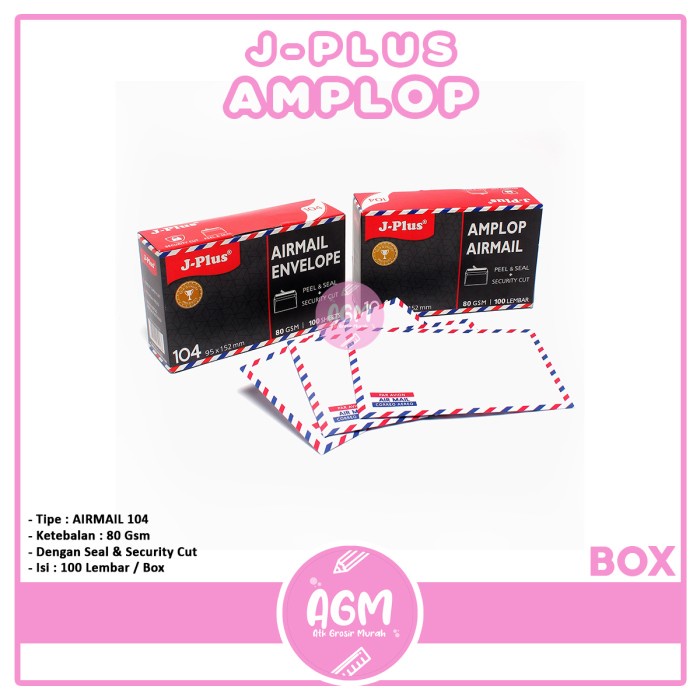 

JPlus - Amplop - Air Mail - 104 - 80 Gsm - Pack