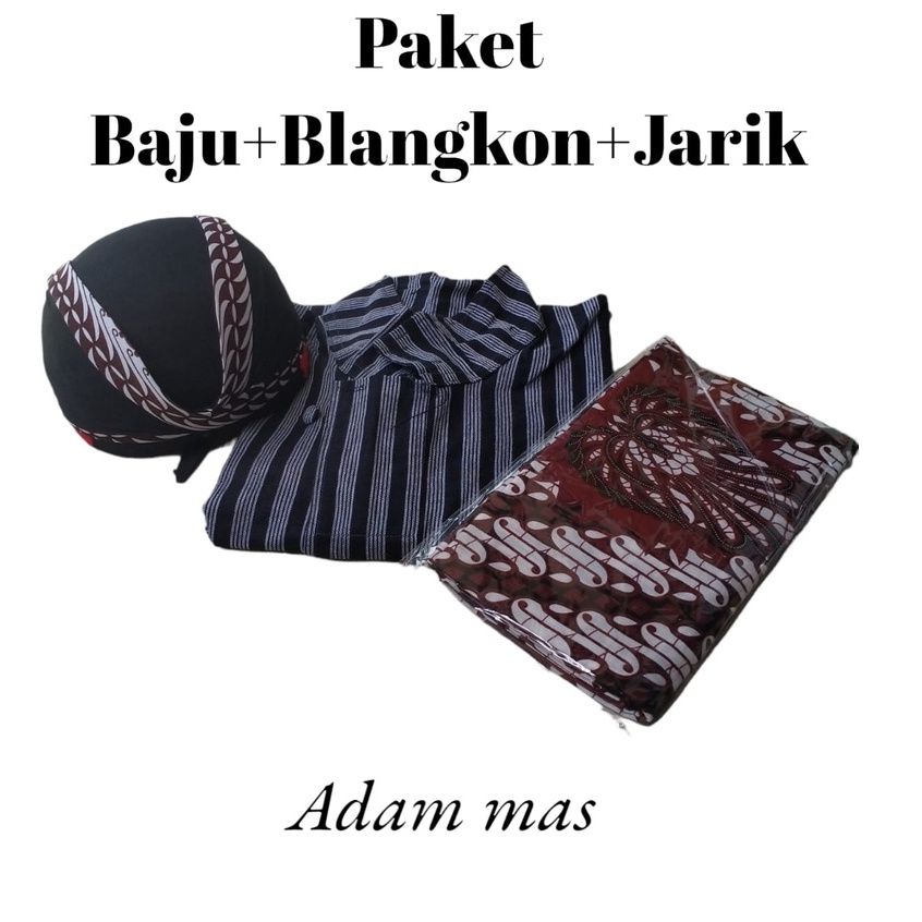 Lurik Setelan Surjan Lurik Jawa / Baju Surjan+Jarik+Blangkon Jawa/Surjan dewasa/lurik pria/baju surj