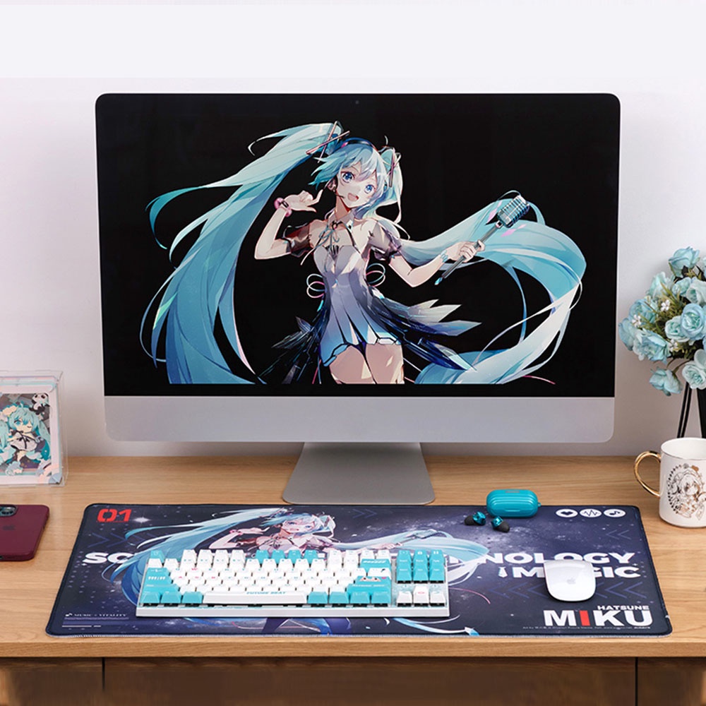 Hatsune Miku Mouse Pad Waterproof Meja Komputer Keyboard Mousepad Desktop Table Mat Alas Meja Kantor Gaming Pad