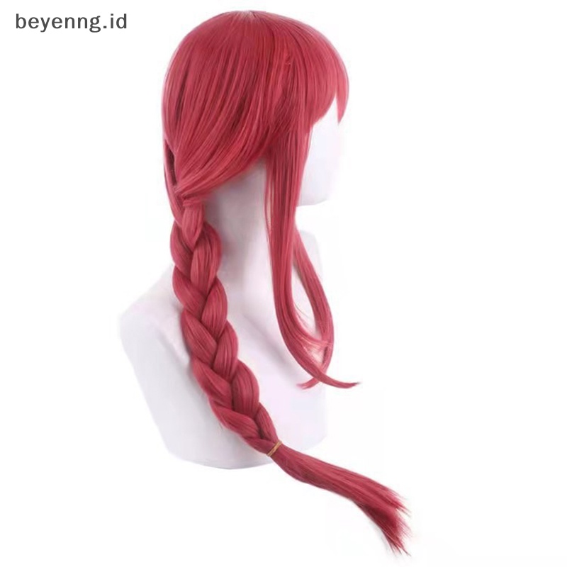 Beyen Wanita Makima Anime Rantai Man Cosplay Panjang Braided Lurus Rambut Sintetis Halloween Merah Bermain Peran Pesta Wig Aksesoris ID