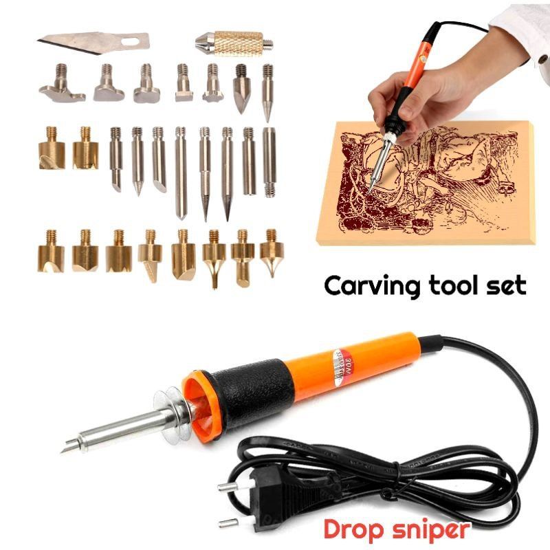 Alat Ukir Kayu Kaligrafi Pirografi Solder Lukis Bakar Kayu Wood Charving Burn Pirography