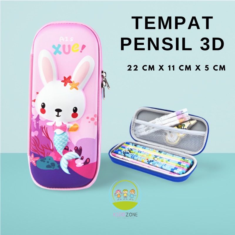 

PC0003 Tempat Tepak Kotak Pensil Anak Laki Laki Perempuan Karakter 3D MOTIF E - Kelinci Ikan