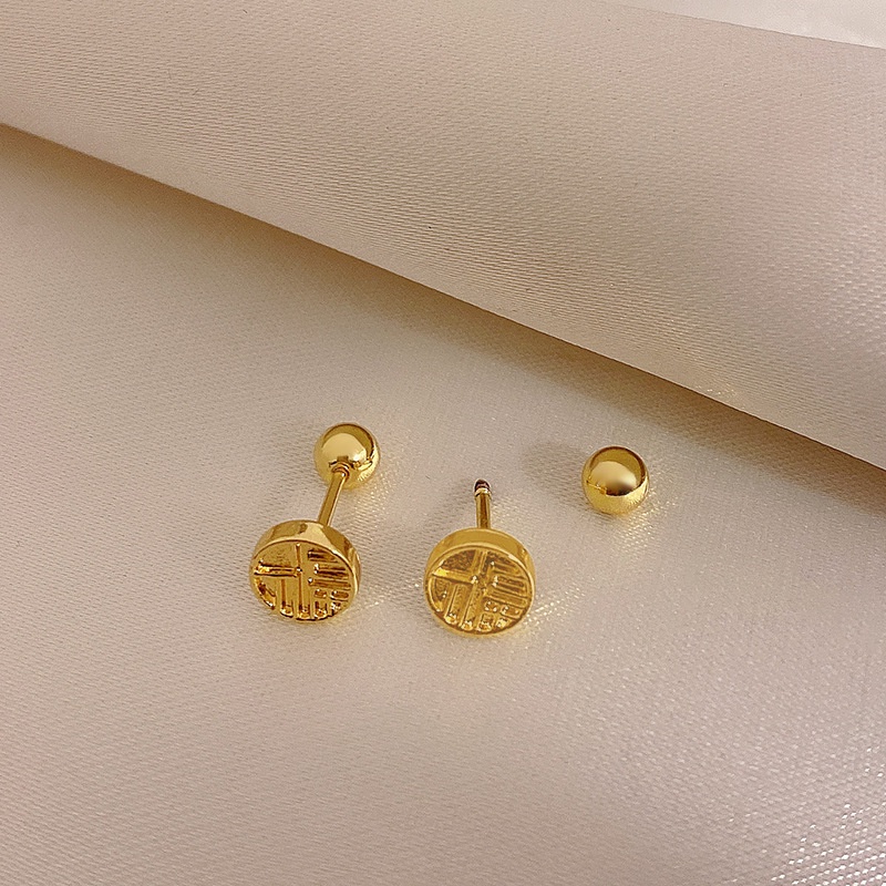 S925 Perak Jarum Fu Anting Perempuan Kecil Baru Cina Telinga Rive Desain Rasa Cahaya Anting Mewah