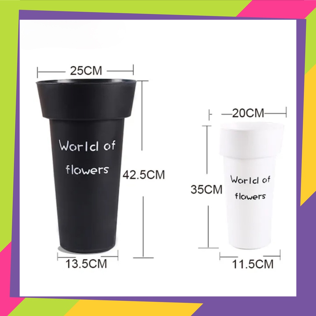 1865D1 / Pot bunga plastik world of flowers / Vas bunga hias tanaman artificial