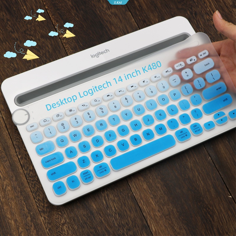 Tpu Keyboard Cover Untuk Desktop Logitech 14inch K480 Aksesoris Keyboard Komputer Cakupan Penuh Tahan Air Case Pelindung Untuk Keyboard Komputer Film [ZK]