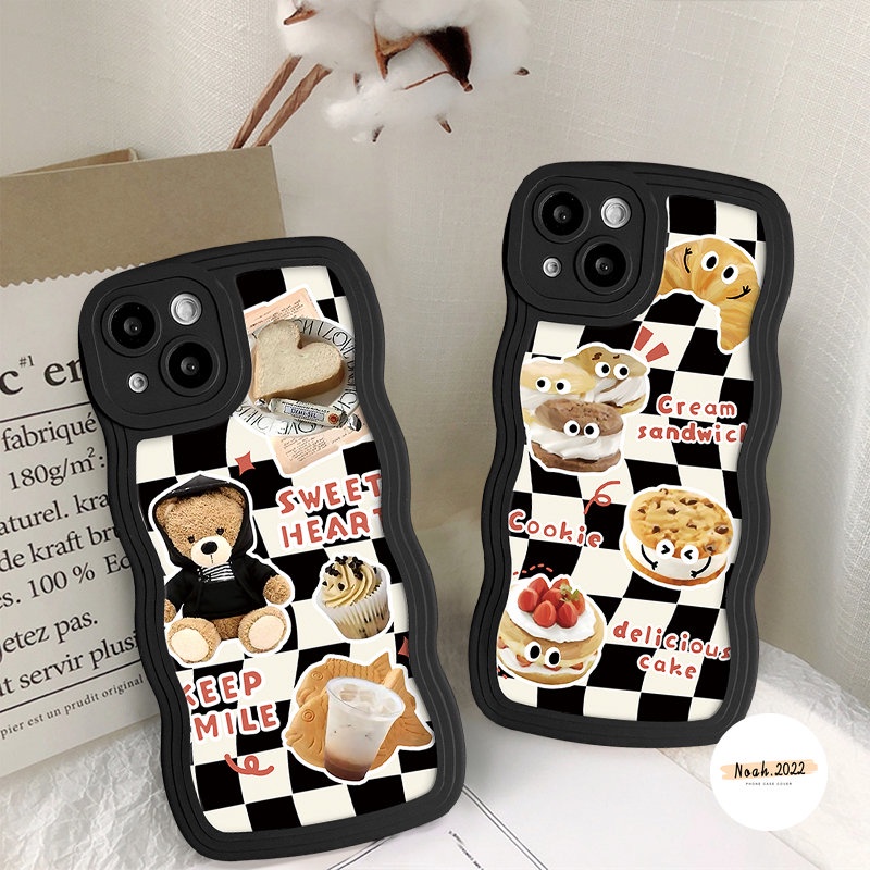 Redmi 12C 9A A1+10A 10C 9T 10 9C A1 9 Case Redmi Note11 10 8 9 11s 10s 11Pro 9s 10Pro Max Mi 11T Pro POCO M3 X3 NFC Pro Enak Cream Sandwich Cookie Kue Wavy Edge Soft Sarung