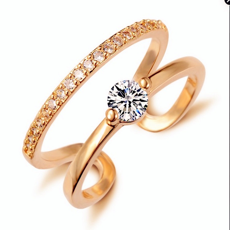 Goldkingdom Aksesoris Perhiasan Fashion Ready Stock Ebay3AAA Cincin Perak Dan Lapis Zircon Putih