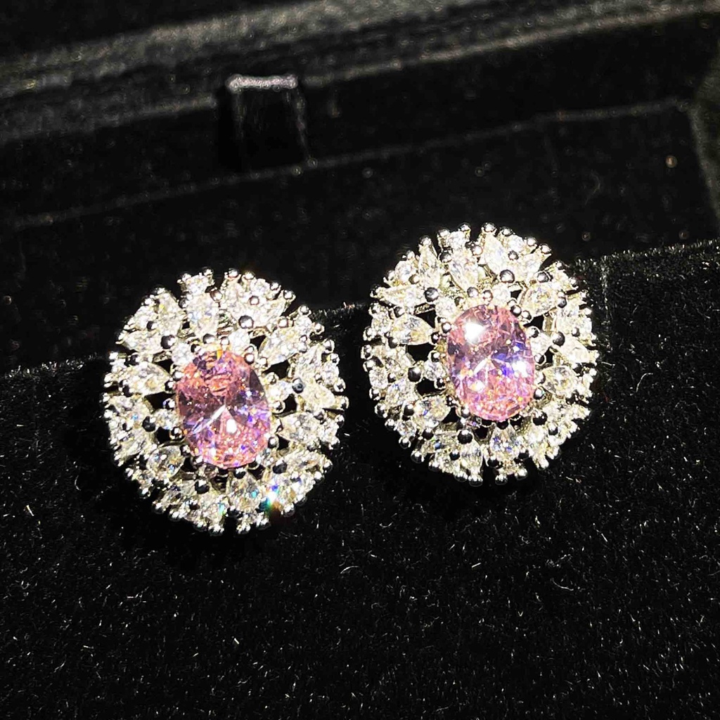 Goldkingdom Aksesoris Perhiasan Fashion Ready Stock Morganite Berlian Kuning Topa Biru Argyle Pink Angsa Telur Cincin Anting Kalung Perempuan