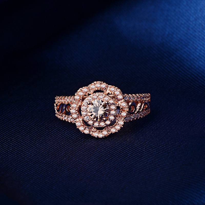 Goldkingdom Aksesoris Perhiasan Fashion Ready Stock Cincin Rose Gold Lapis Berlian