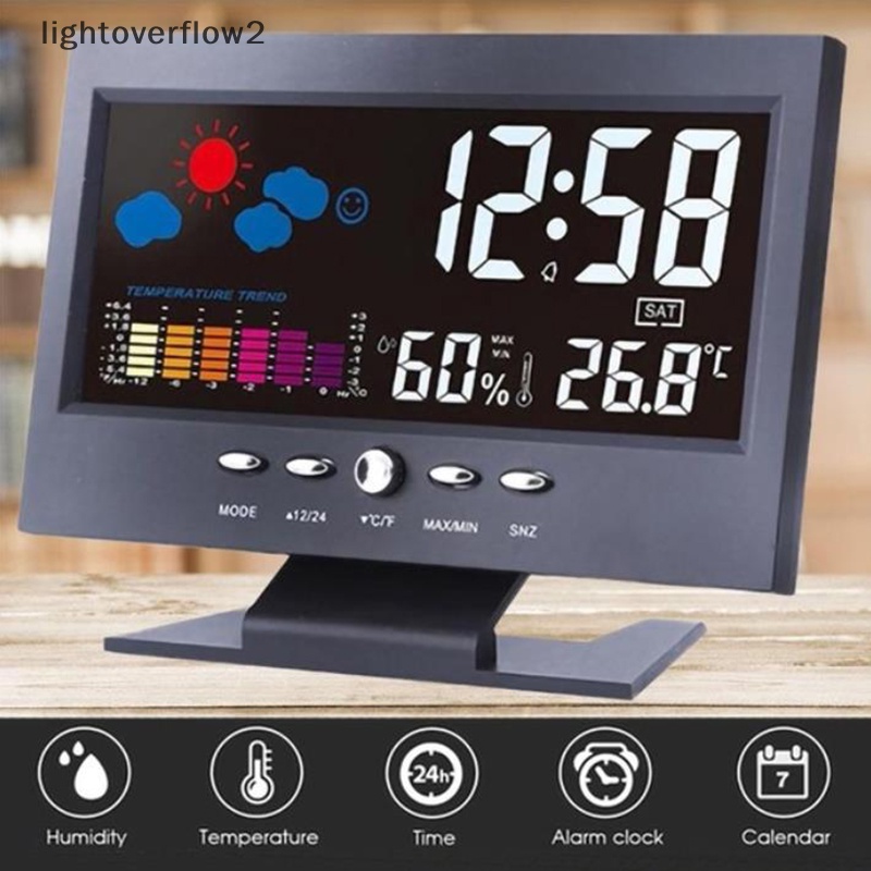 [lightoverflow2] Lcd Layar Warna Digital Backlight Snooze Alarm Clock Weather Forecast Station [ID]