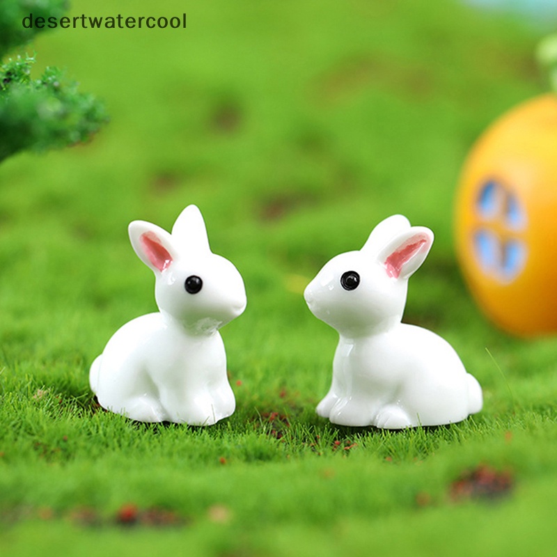 Deid5/10pcs Miniatur Taman Patung Kerajinan Lucu Dekorasi Taman Resin Bunnies Martijn