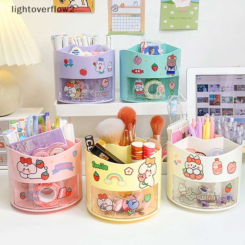 [lightoverflow2] Kaos Creative Rotag360° Tempat Pulpen al Kotak Penyimpanan Pensil Warna Solid Desktop Organizer Alat Tulis Kantor Siswa [ID]