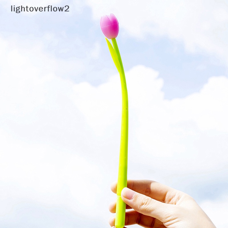 [lightoverflow2] 1pcs Bunga Tulip Kreatif Temukan Cahaya Dan Berubah Warna Gel Pen Bahan Silikon Ujian Mahasiswa Wrig Sig Pen [ID]