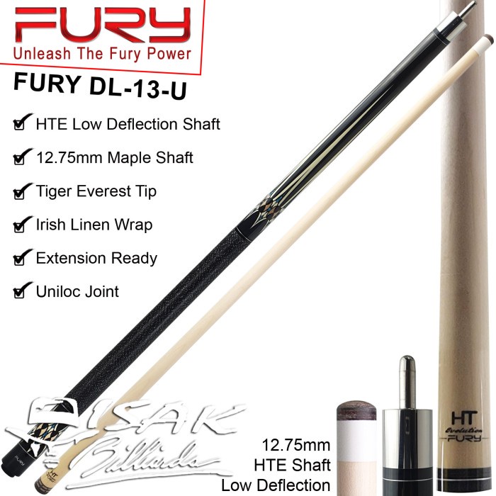 Fury DL-13 Maple Pool Cue - 13 mm - Billiard Stick Stik Biliar Bilyar