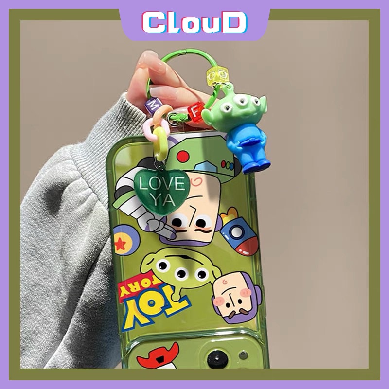 IPHONE Case Cerita Mainan Kartun Kompatibel Untuk Iphone11 14 13 12 Pro Max7 8 Plus X 7Plus XR XS MAX SE Cute Strawberry Bear Manyo Buzz Lightyear Shockproof Soft Flip Make Up Mirror Cover