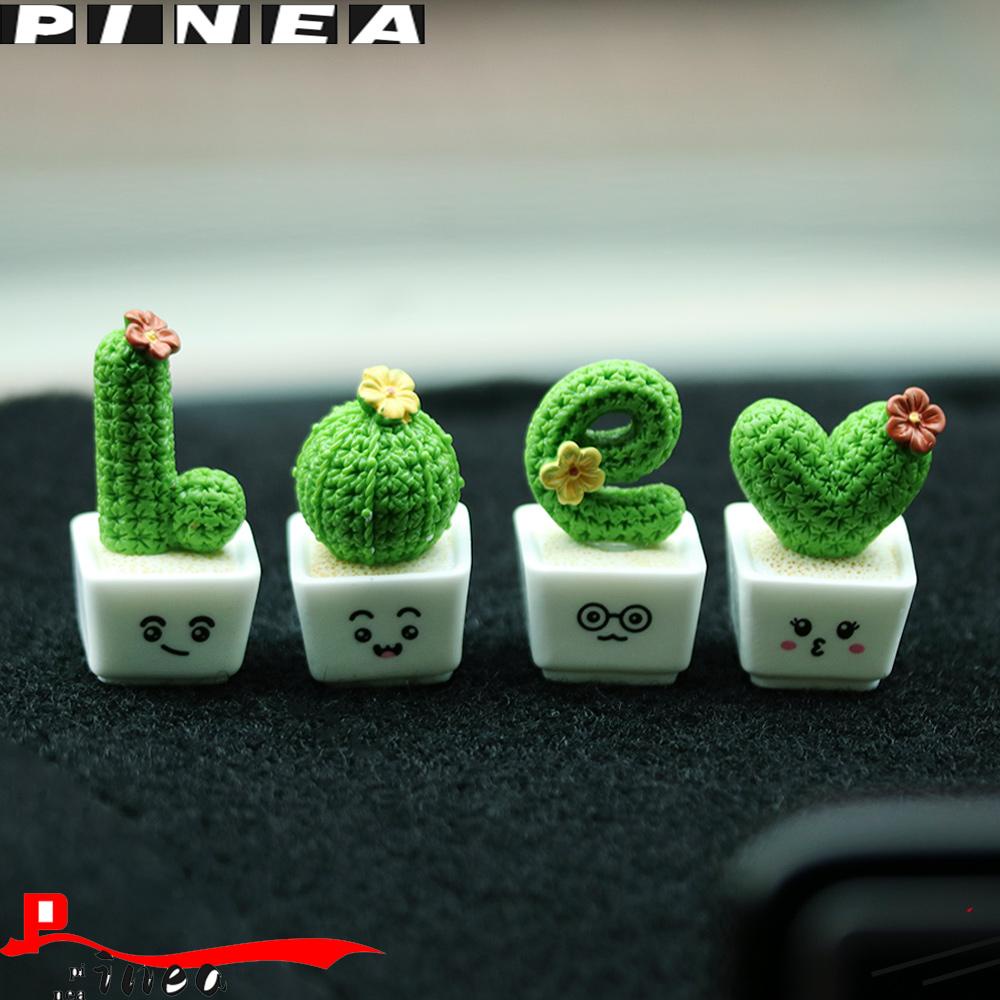 1/4Pcs Funny Resin Cactus Flower Figurines Mini Cactus Miniatures Micro Ornaments Sculpture For Dollhouse Supplies Car Decor