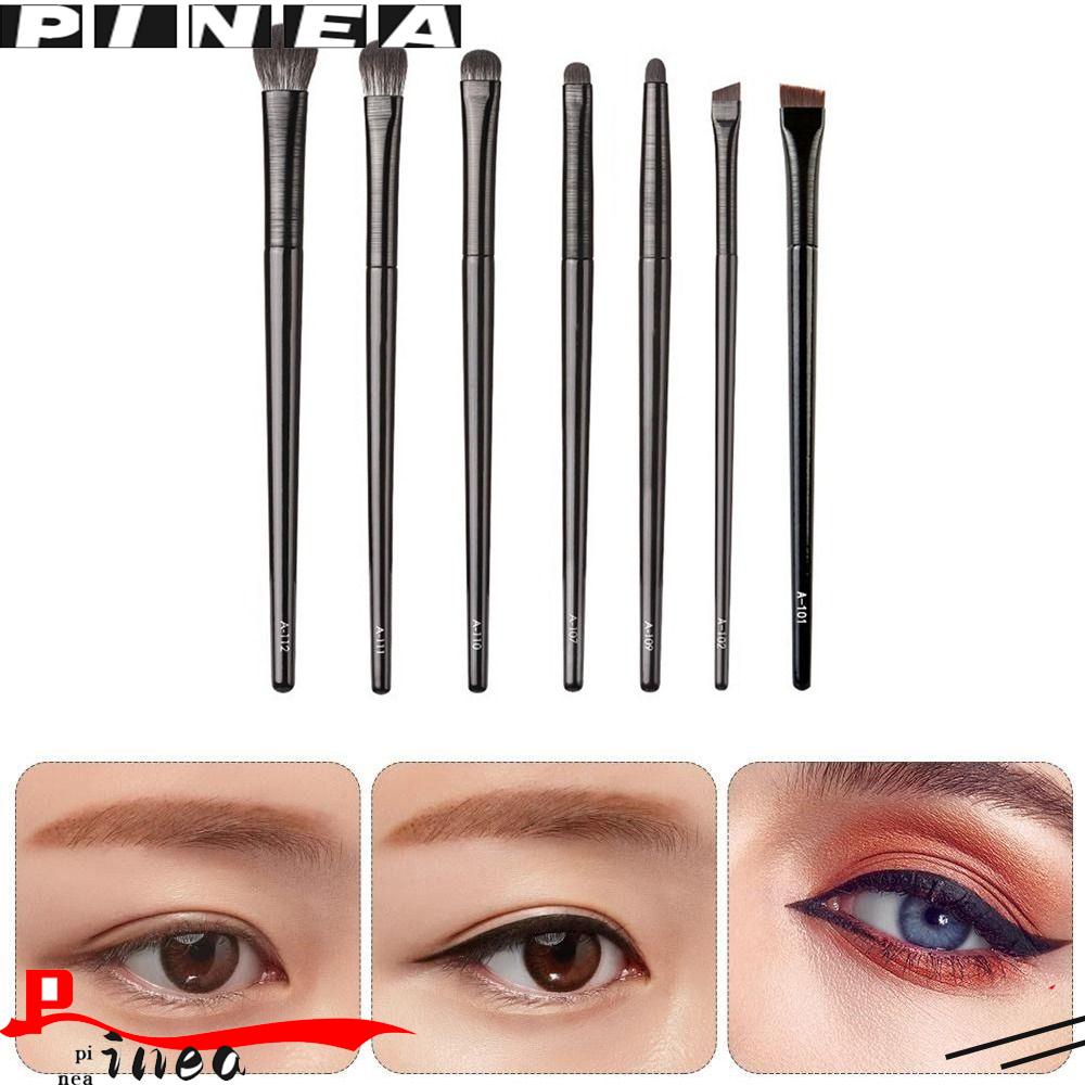 1 / 7pcs / set Brush Makeup Gagang Panjang Portable Untuk Eyeshadow