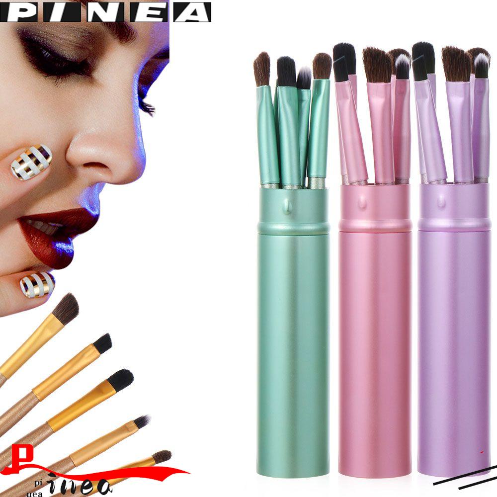 5pcs / Set Brush Makeup Portable Untuk Eyeshadow / Alis / Bulu Mata / Foundation / Bedak