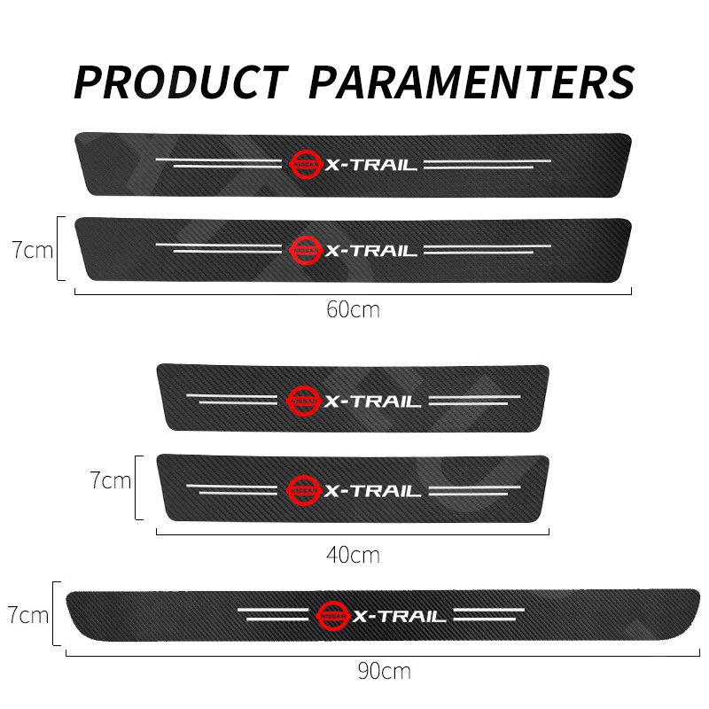 Nissan X-TRAIL Carbon Fiber Car Door Sticker Protector Auto Threshold Strips Sticker Anti Gores