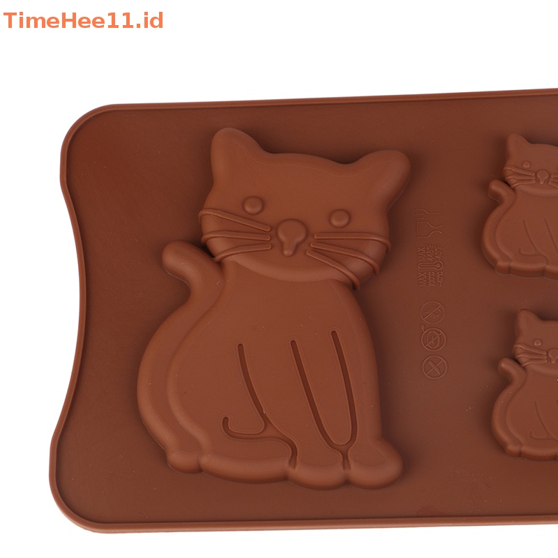 Timehee 1Pc 7rongga Lovely Kitten Pet Fondant Sugarcraft Cetakan Kue DIY Baking Tools ID