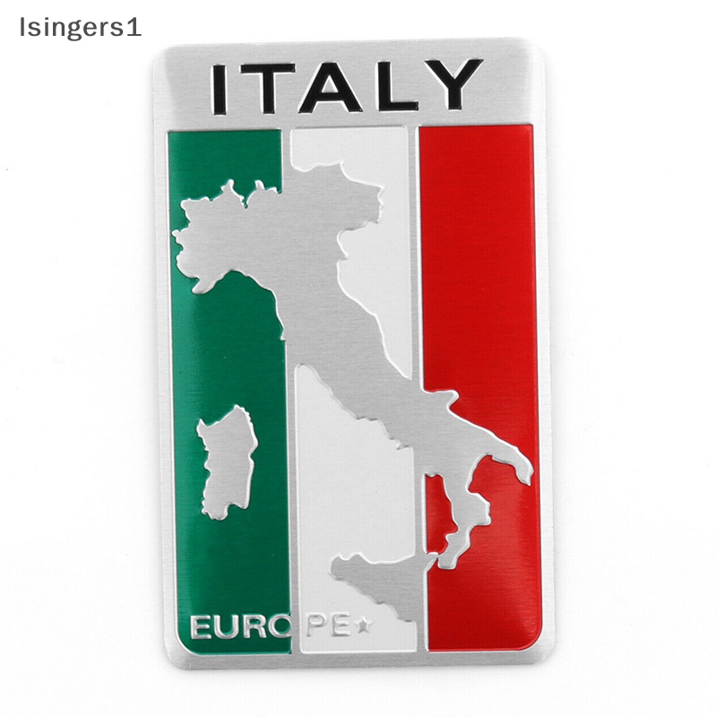 [lsingers1] Aluminium 3D Logam Italia Bendera Stiker Emblem Badge Decal Mobil Hias Butik