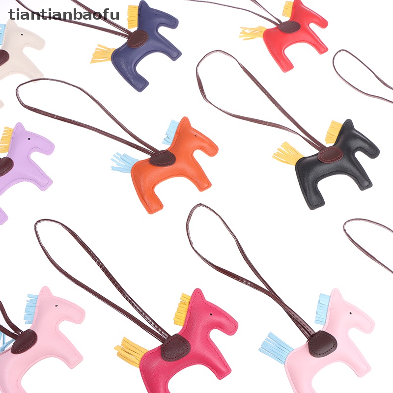 [tiantianbaofu] Handmade PU Leather Horse Keychain Animal Key Chain Untuk Wanita Tas Gantungan Kunci Pesona Butik