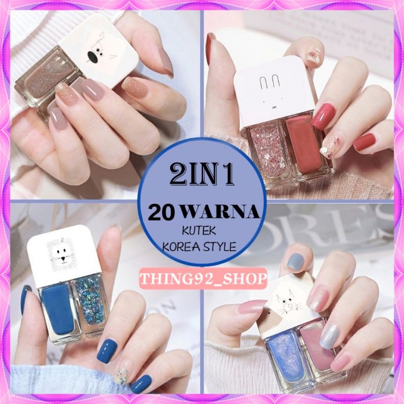 2IN1 kutek berminyak kesehatan Cat kuku Cat Kuku muslimah Gel Nail polish 20 warna