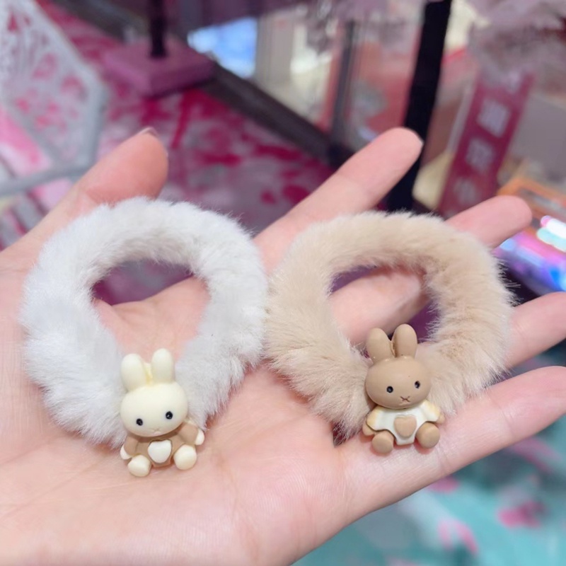 Baru manis kelinci kecil warna teh teh mewah cincin rambut dasi kuda ponytail karet tendon kepala tali aksesoris rambut aksesoris Sodoo - SG
