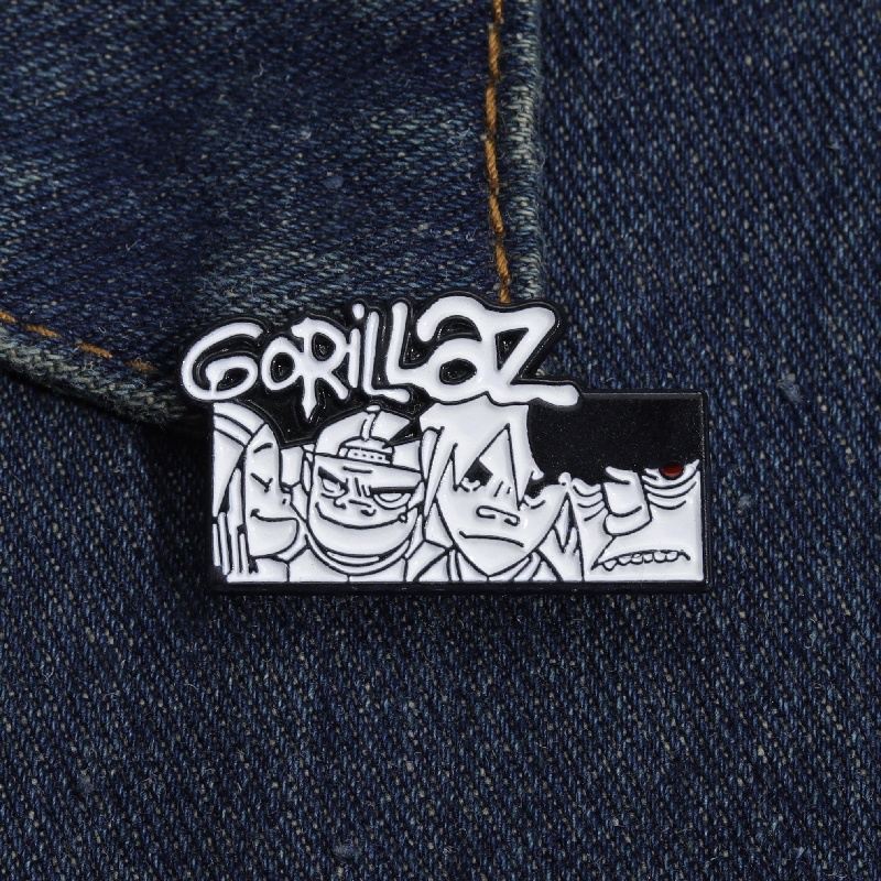 Gorillaz Band Musik Anime Enamel Pin Bros Paduan Logam Lencana Kerah Pin Bros Untuk Ransel Perhiasan Aksesoris
