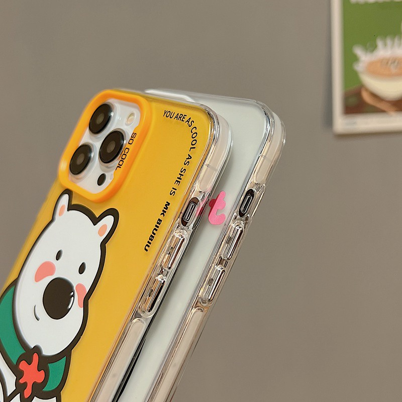 Black Cat &amp; White Bear Skin Feel Soft Case HP iP iPhone 12 13 14 Pro Max 11 Woman Girl FTD Casing Apple