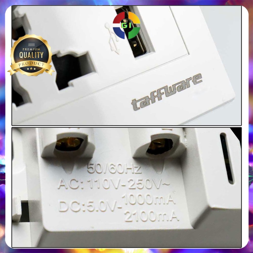 Stop Kontak Universal UK EU US &amp;amp; 2 USB Port White