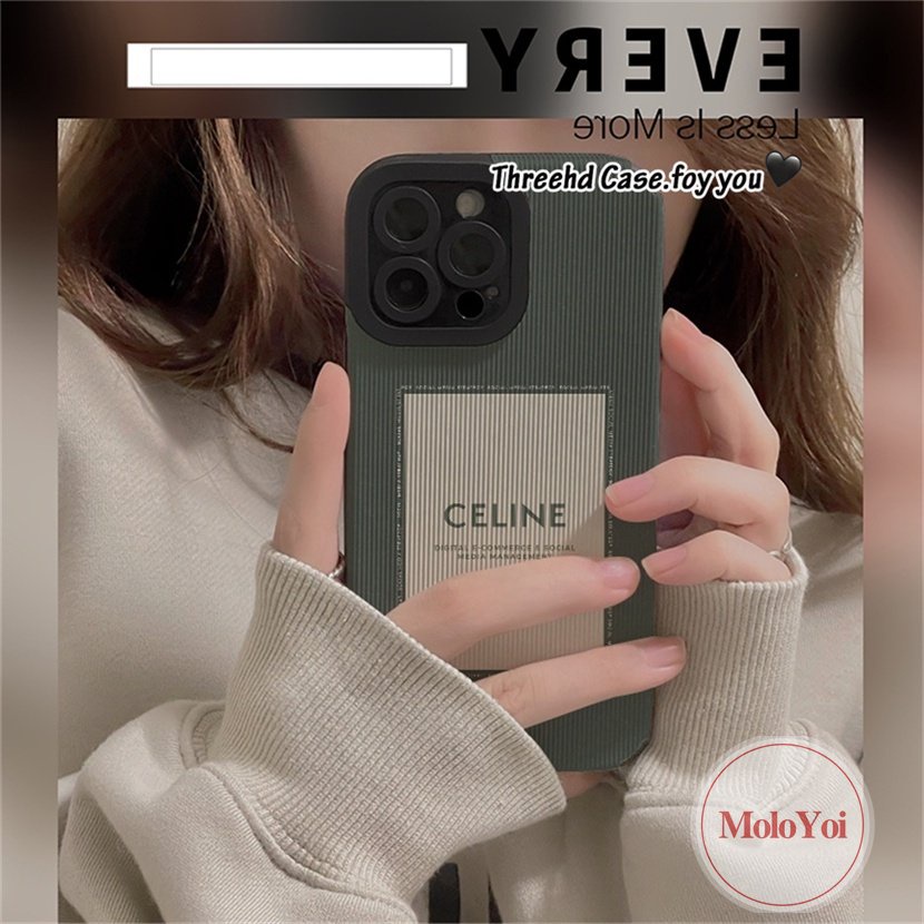 IPHONE Casing Stiker Tekstur Kulit Mewah Tpu Shockproof Kompatibel Untuk Iphone11 Pro MAX 7Plus 11 12 14 13 Pro MAX XR XS X Max7 8 Plus Merek Trendi C.E.L.I.N.E Soft Phone Cover