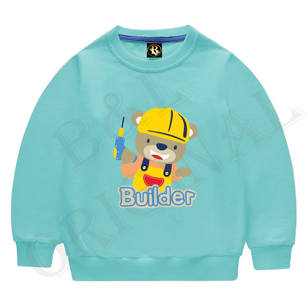 BISA byar ditempt/ BS//COD//BAJU KAOS ANAK ANAK BUILDER TANGAN PANJANG GOOD QUALITY