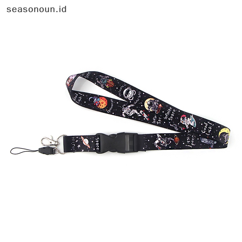 Seasonoun Universe Astronot Lanyard Gantungan Kunci Telepon Tali Gantung Webbing Strap Keyring Holder.