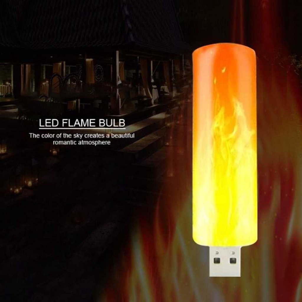 Lampu LED USB Model Api Flame Effect 5 V Yellow Light