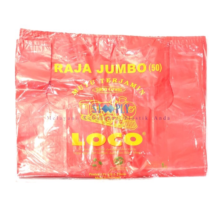 

[GG] Kantong Plastik Kresek Loco HD Tebal Merah 1kg Uk 50