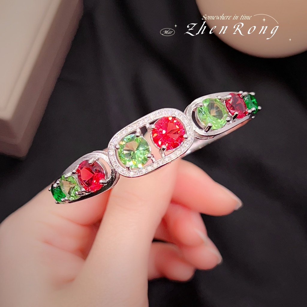 Goldkingdom Aksesoris Perhiasan Fashion Ready Stock Seri Permen Warna Alami Tourmaline Gelang, Mempesona Colorful Treasure Clasp Bracelet Untuk Wanita