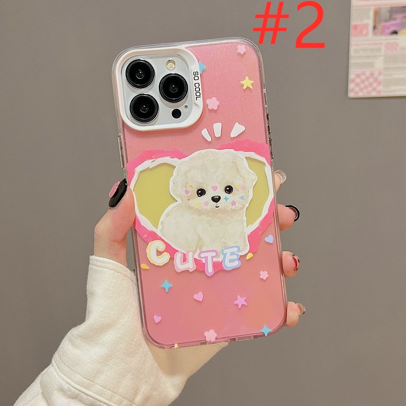 Oil Painting Love Dog Skin Feel Soft Case HP iP iPhone 12 13 14 Pro Max 11 So Cool FTD Casing Apple