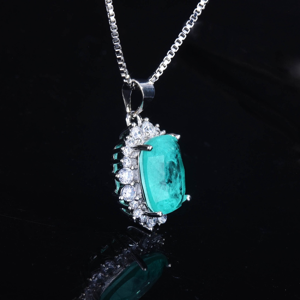 Goldkingdom Fashion Perhiasan Aksesoris Ready Stock Tasik Air Hijau Turmalin Paraiba Liontin Sederhana Kalung Wanita