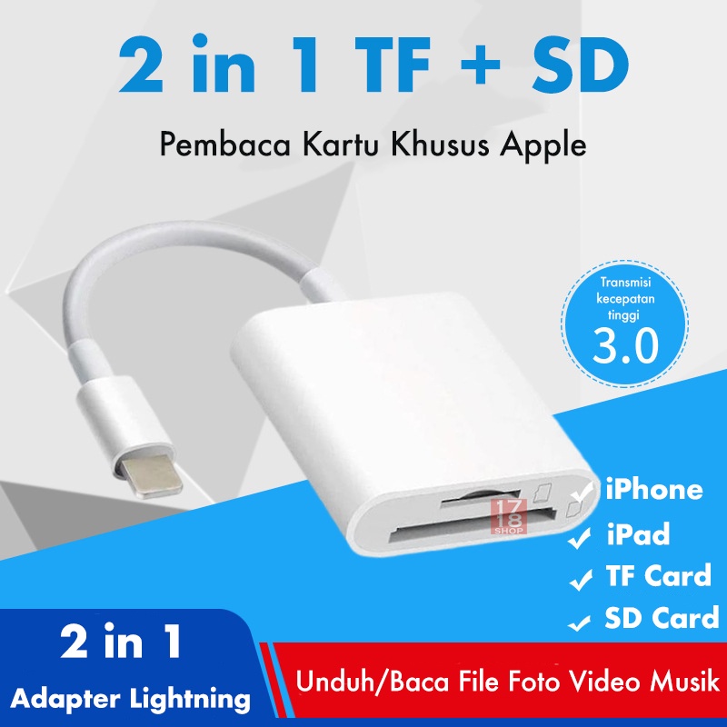 OTG USB Kamera TF SD Pembaca Kartu Adaptor untuk Lightning iPhone iPad Ke Micro SD Pembaca Kartu TF 