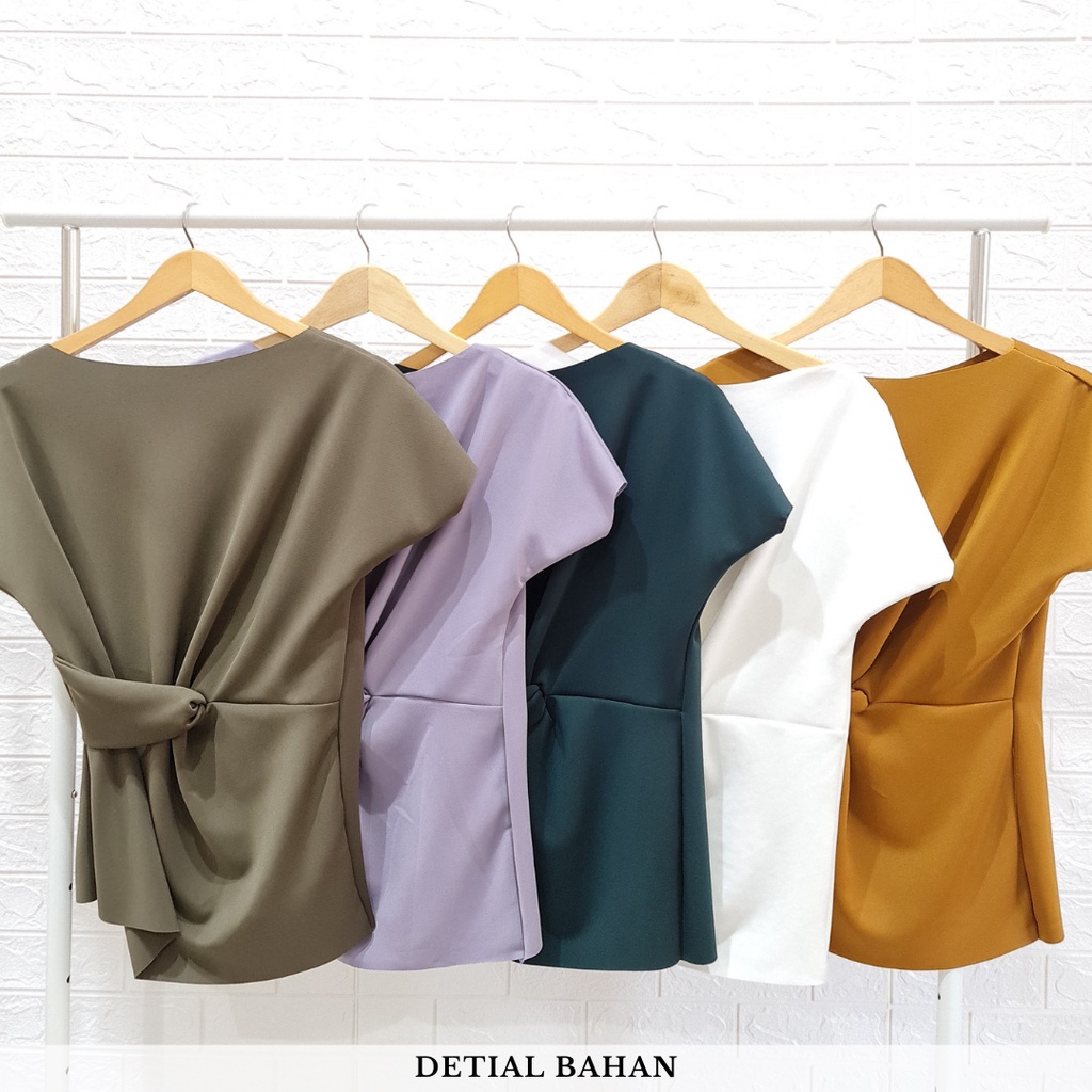 2730 elsa scuba top polos blouse kerja shoulder top
