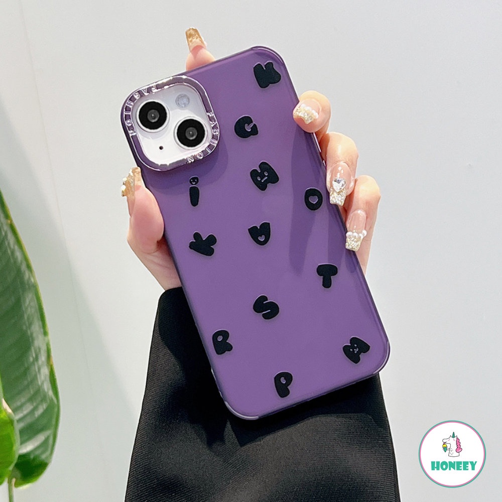 IPHONE Case Lensa Berlapis Fashion Kompatibel Untuk Apple14 Untuk Iphone11 13 14 12 Pro Max XR Xs7 8 Plus Huruf Lucu Anti-Shock Soft Phone Cover