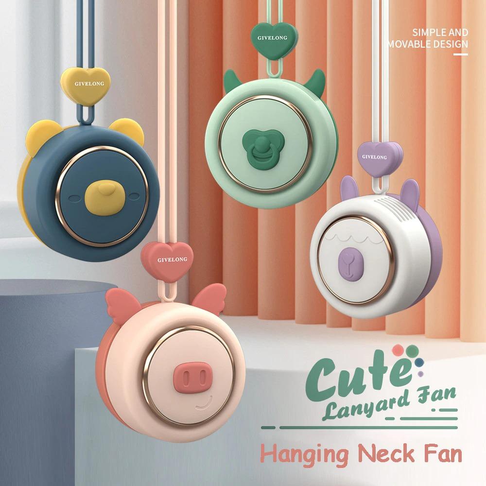 Kipas Angin Kalung Portable Bladeless Fan Neck Model Cute Pig - Mix Color
